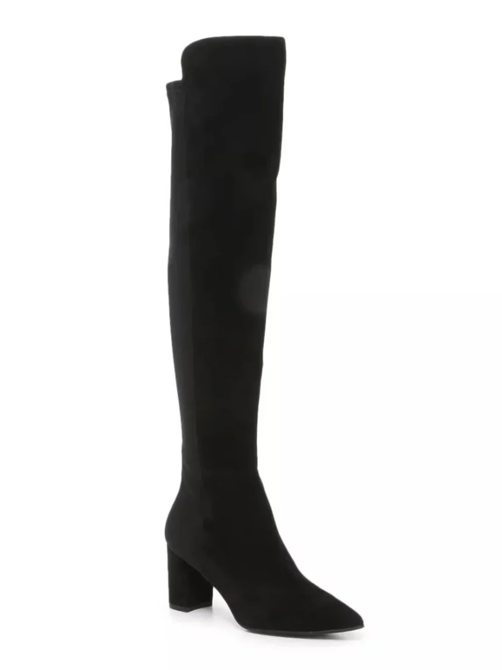 $850 Stuart Weitzman Carly Over The Knee Pointy Block Black Suede 6.5 (PC13)